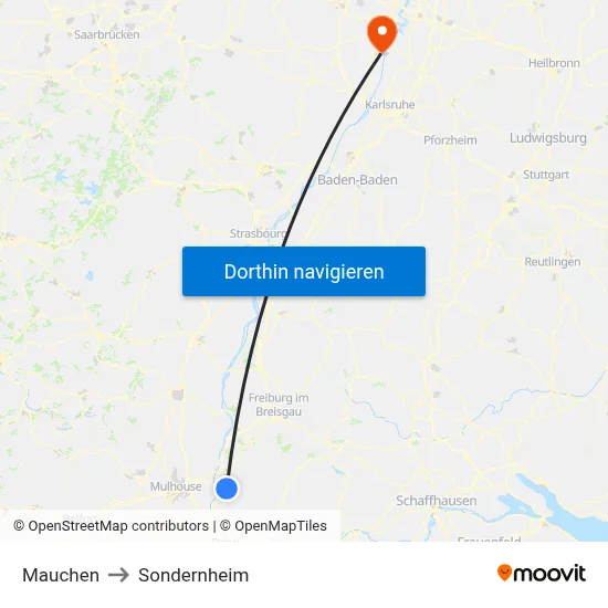 Mauchen to Sondernheim map