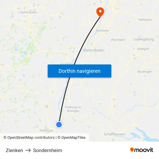 Zienken to Sondernheim map