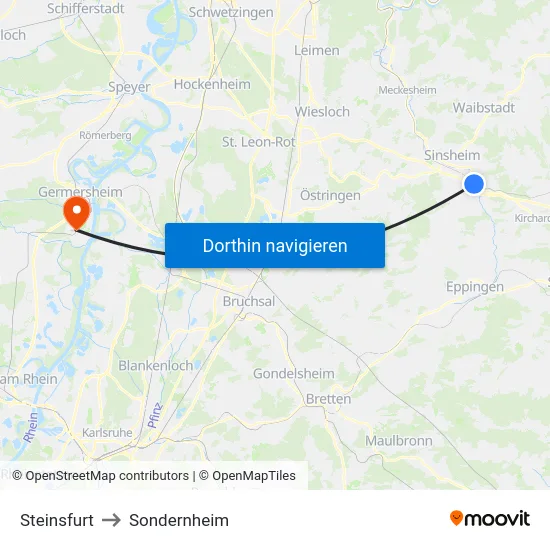 Steinsfurt to Sondernheim map
