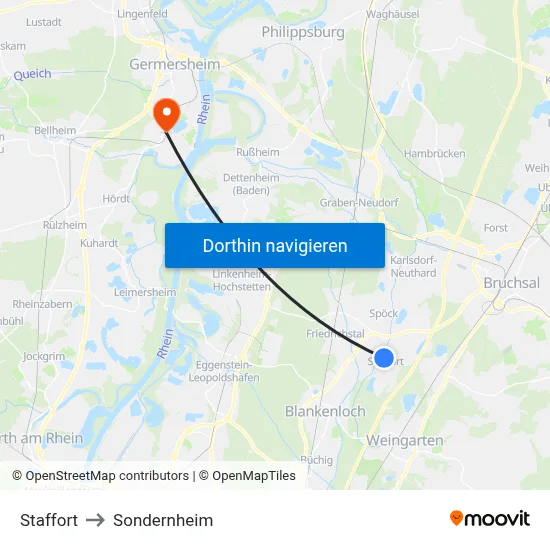Staffort to Sondernheim map
