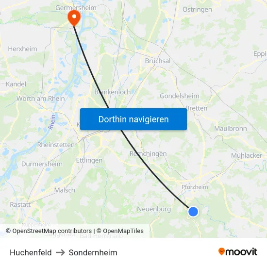 Huchenfeld to Sondernheim map