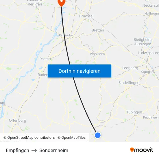 Empfingen to Sondernheim map