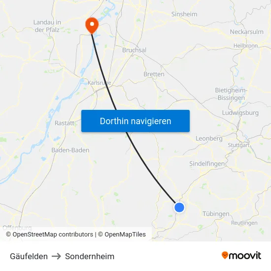 Gäufelden to Sondernheim map