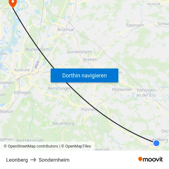 Leonberg to Sondernheim map