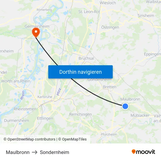 Maulbronn to Sondernheim map