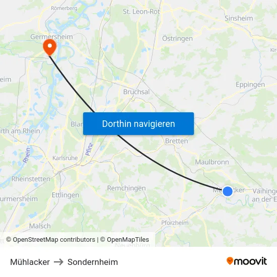 Mühlacker to Sondernheim map