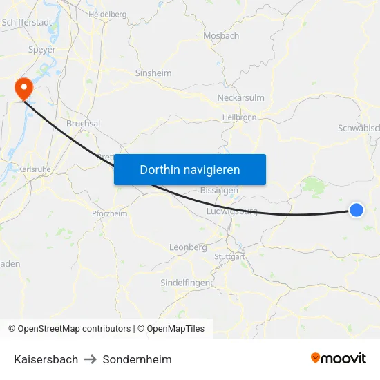 Kaisersbach to Sondernheim map