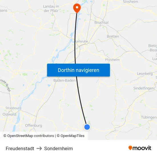 Freudenstadt to Sondernheim map
