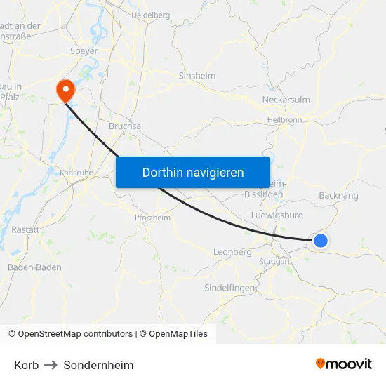 Korb to Sondernheim map