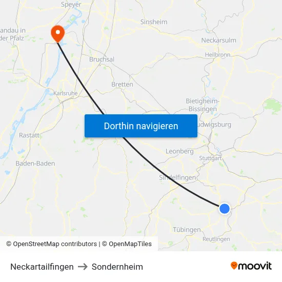 Neckartailfingen to Sondernheim map