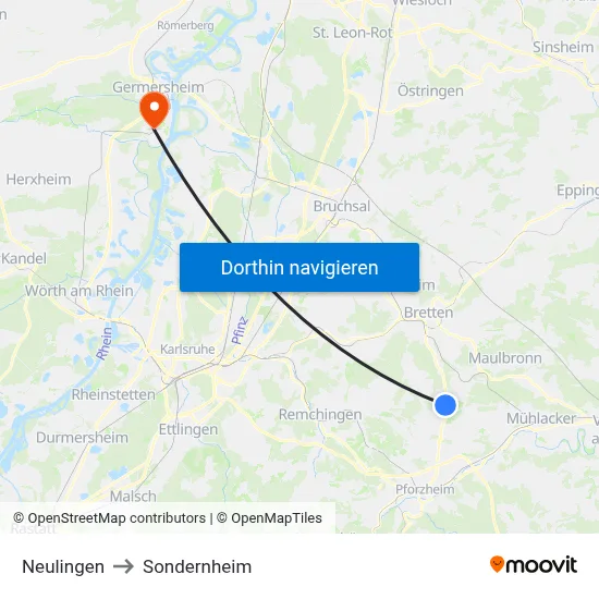 Neulingen to Sondernheim map