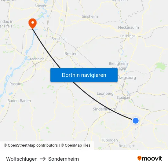 Wolfschlugen to Sondernheim map