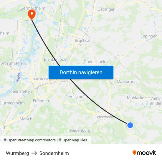 Wurmberg to Sondernheim map