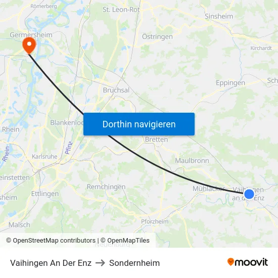 Vaihingen An Der Enz to Sondernheim map