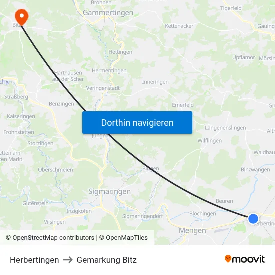 Herbertingen to Gemarkung Bitz map