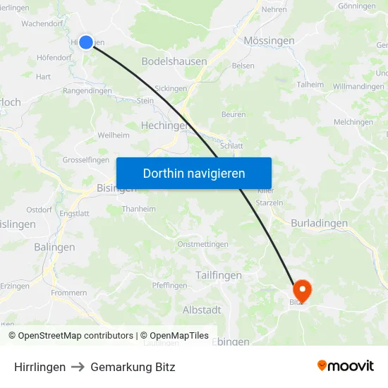 Hirrlingen to Gemarkung Bitz map