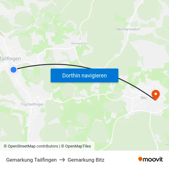 Gemarkung Tailfingen to Gemarkung Bitz map
