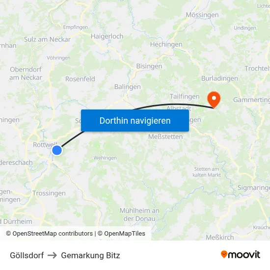 Göllsdorf to Gemarkung Bitz map