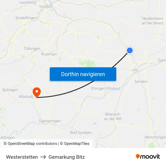 Westerstetten to Gemarkung Bitz map