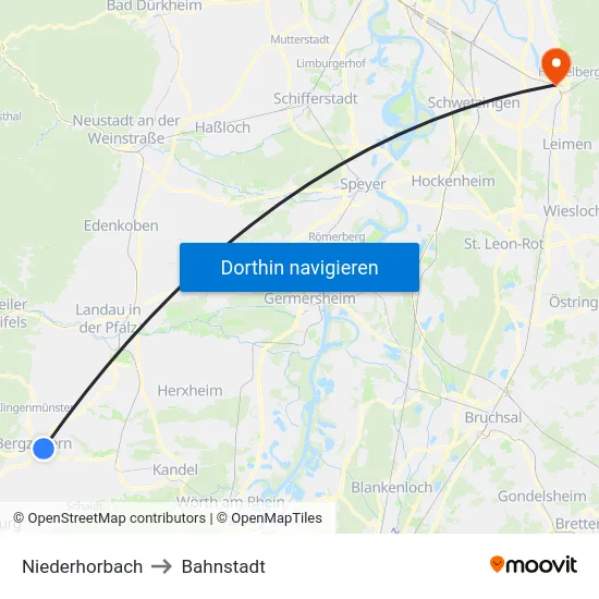 Niederhorbach to Bahnstadt map