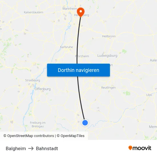 Balgheim to Bahnstadt map
