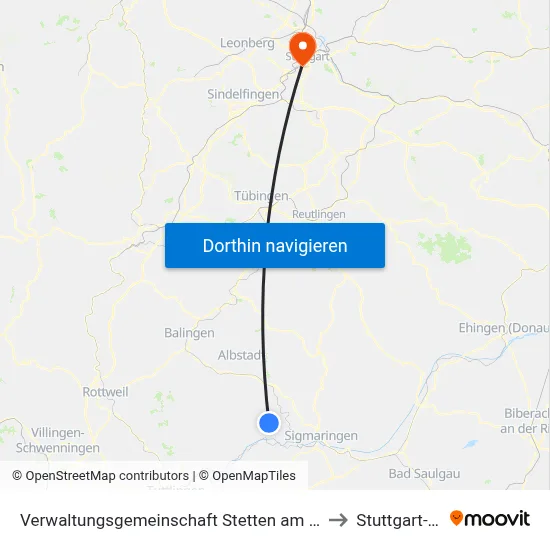 Verwaltungsgemeinschaft Stetten am Kalten Markt to Stuttgart-West map