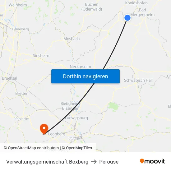 Verwaltungsgemeinschaft Boxberg to Perouse map