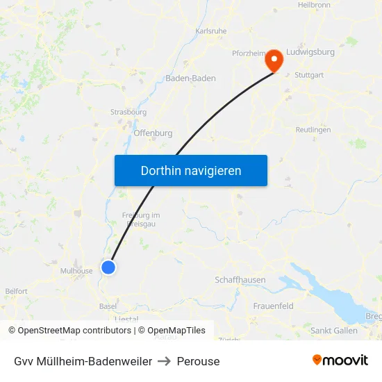 Gvv Müllheim-Badenweiler to Perouse map