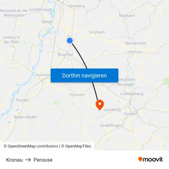 Kronau to Perouse map