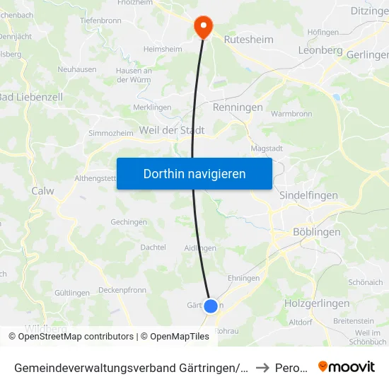 Gemeindeverwaltungsverband Gärtringen/Ehningen to Perouse map