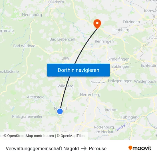 Verwaltungsgemeinschaft Nagold to Perouse map