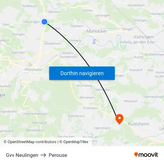 Gvv Neulingen to Perouse map