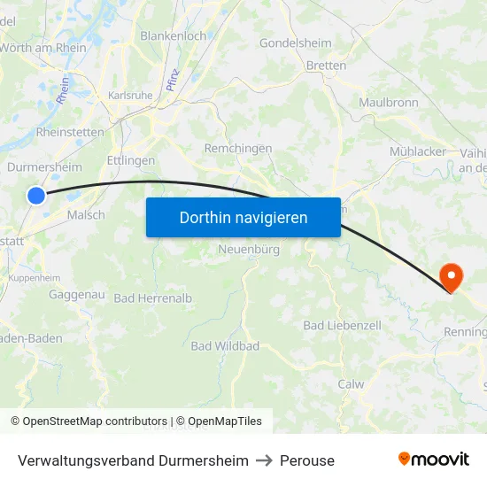 Verwaltungsverband Durmersheim to Perouse map