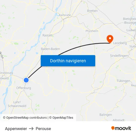Appenweier to Perouse map
