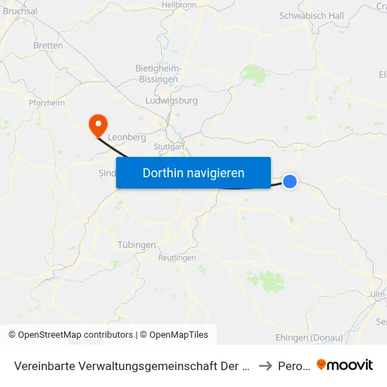 Vereinbarte Verwaltungsgemeinschaft Der Stadt Göppingen to Perouse map