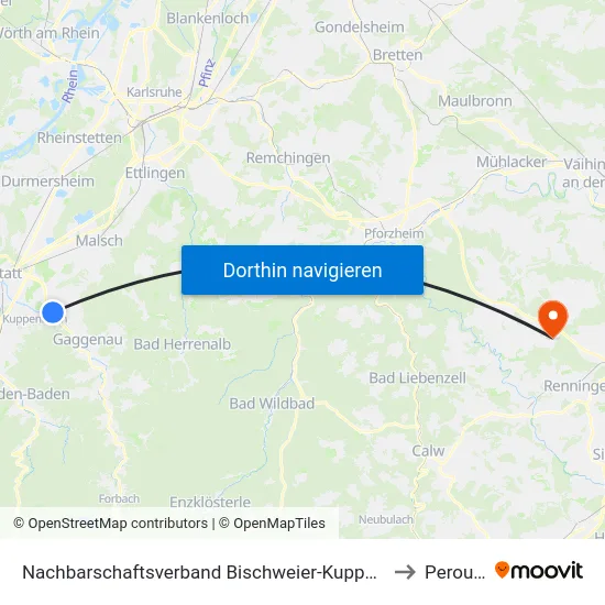 Nachbarschaftsverband Bischweier-Kuppenheim to Perouse map