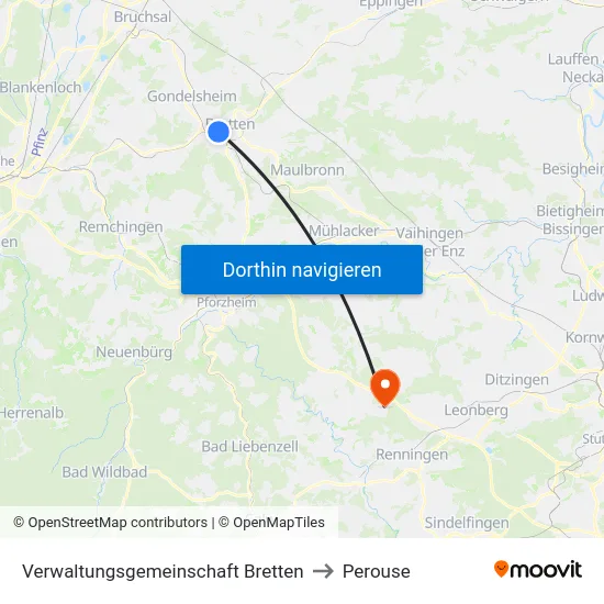 Verwaltungsgemeinschaft Bretten to Perouse map