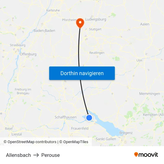 Allensbach to Perouse map
