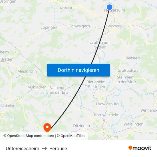Untereisesheim to Perouse map