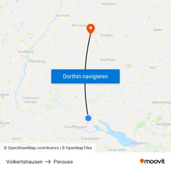Volkertshausen to Perouse map