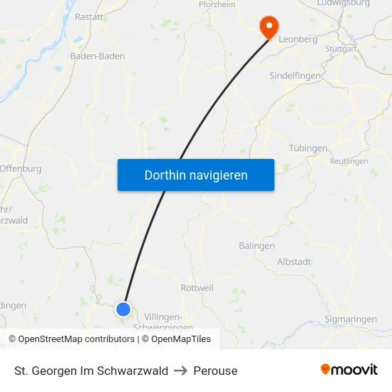 St. Georgen Im Schwarzwald to Perouse map