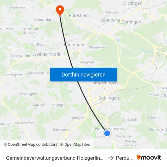 Gemeindeverwaltungsverband Holzgerlingen to Perouse map