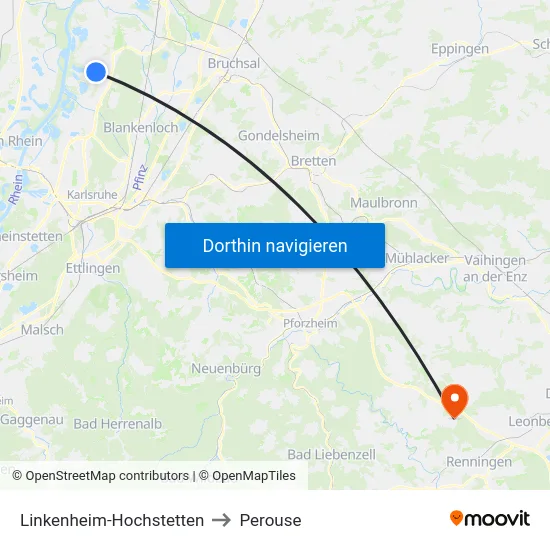 Linkenheim-Hochstetten to Perouse map