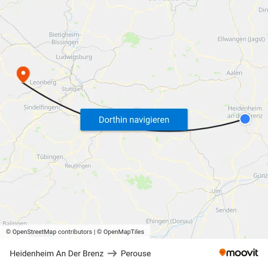 Heidenheim An Der Brenz to Perouse map