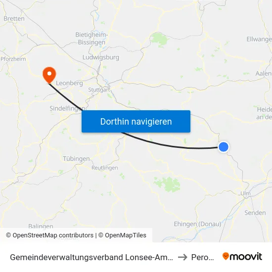 Gemeindeverwaltungsverband Lonsee-Amstetten to Perouse map