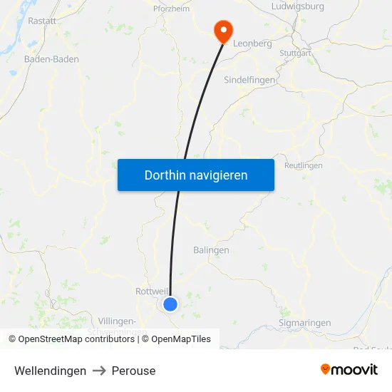 Wellendingen to Perouse map
