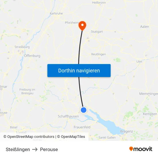 Steißlingen to Perouse map