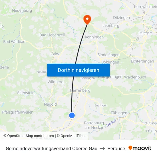Gemeindeverwaltungsverband Oberes Gäu to Perouse map