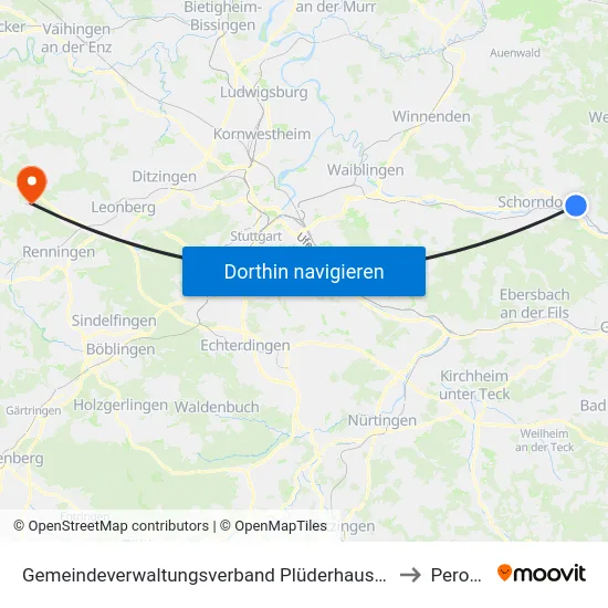 Gemeindeverwaltungsverband Plüderhausen-Urbach to Perouse map