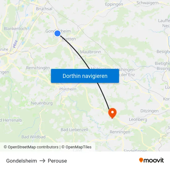 Gondelsheim to Perouse map